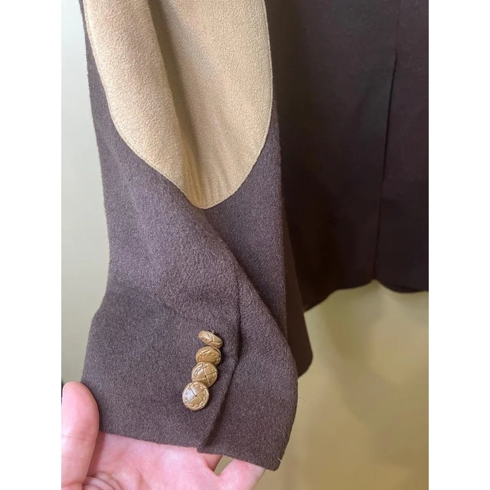 I Magnin Mens Blazer Sport Coat Dark Brown Elbow Patch Vintage Luxury Classic 42